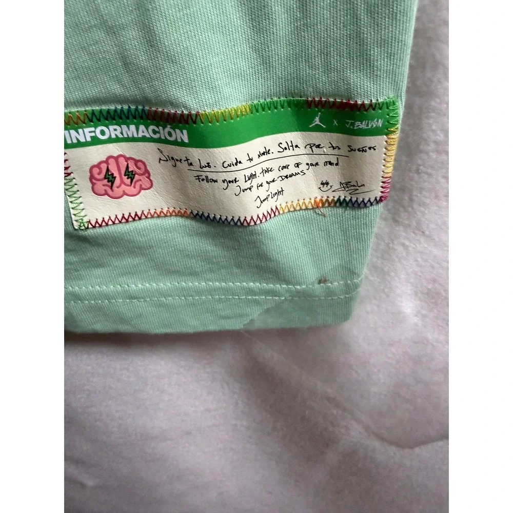 Jordan x J Balvin Mens Enamel Green Graphic T-Shirt XL DR2962- Streetwear collab